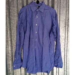 Polo Ralph Lauren Curham Shirt Mens L Vintage Blue Striped Classic Fit Hong Kong